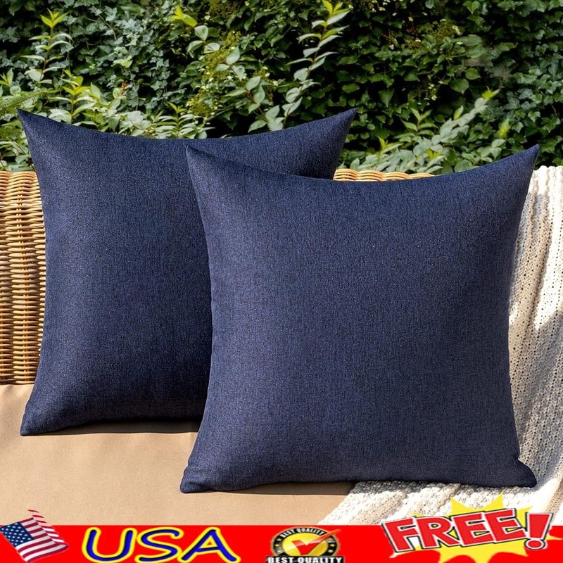 Waterproof Polyester Pillow Covers Solid Cushion Cases Zipper Indoor Outdoor Use