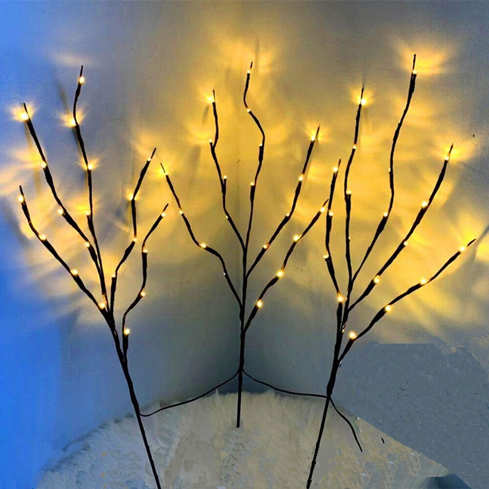 3-Pack 60-LEDs Lighted Artificial Brown Twig Tree Branch USB Plug In Warm