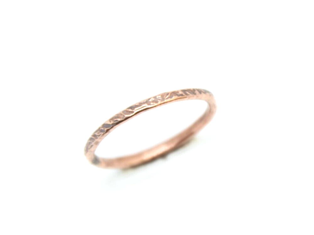 Copper Ring Stackable Hammered Rings Band Size 12.5 Promise Ring thin 2mm