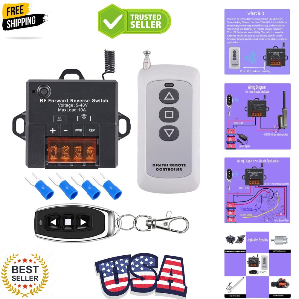 Wireless Remote Switch for Linear Actuator, Forward Reverse Relay Contactor w...