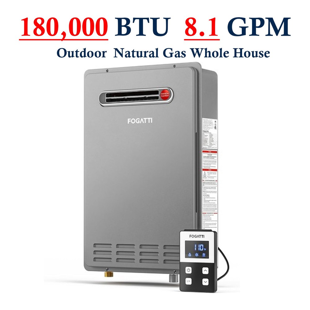 FOGATTI Tankless Water Heater 26L 8.1 GPM Natural Gas Instant On Demand Outdoor