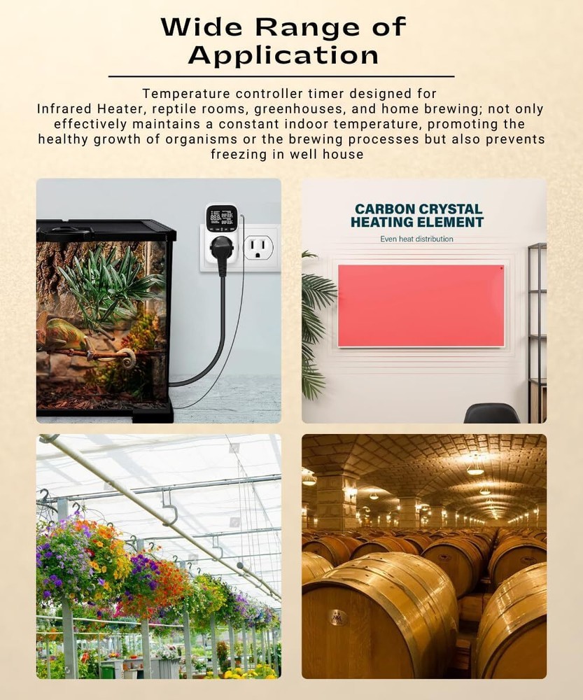 Digital Temperature Controller Thermostat Socket Plug with Timer 15A Fahrenheit