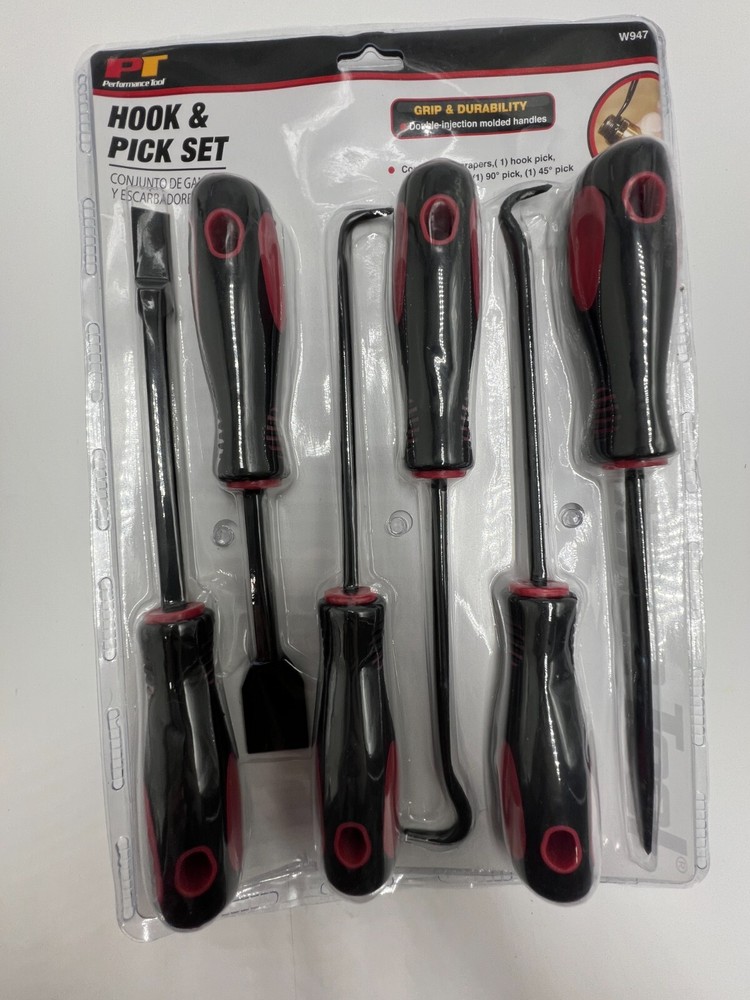 Performance Tool 6 piece Hook & Pick Set W947 Durable Double-Injection