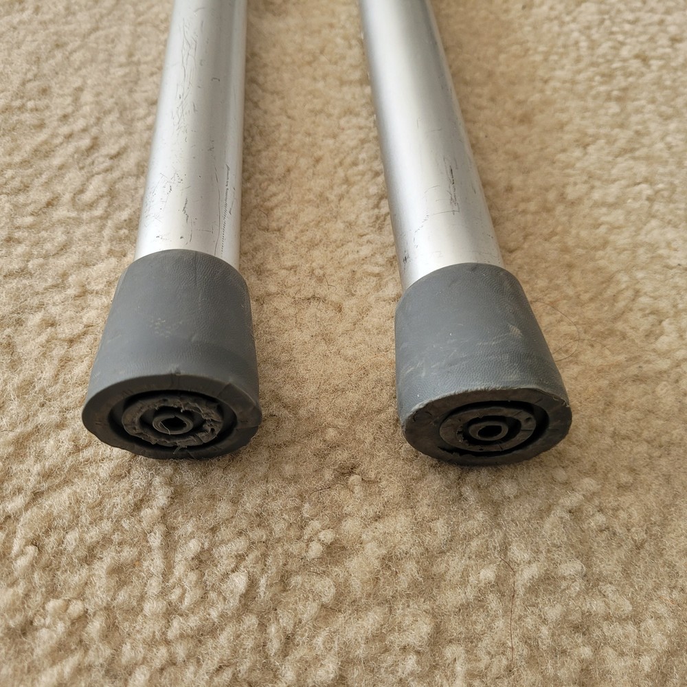 Folding Walker Replacement Legs with Rubber Tips Gray, 1 pair, Universal Fitting
