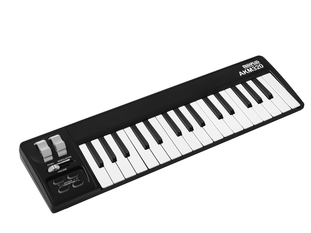 MIDIPLUS AKM320 USB MIDI Keyboard Controller, Black, 32-key