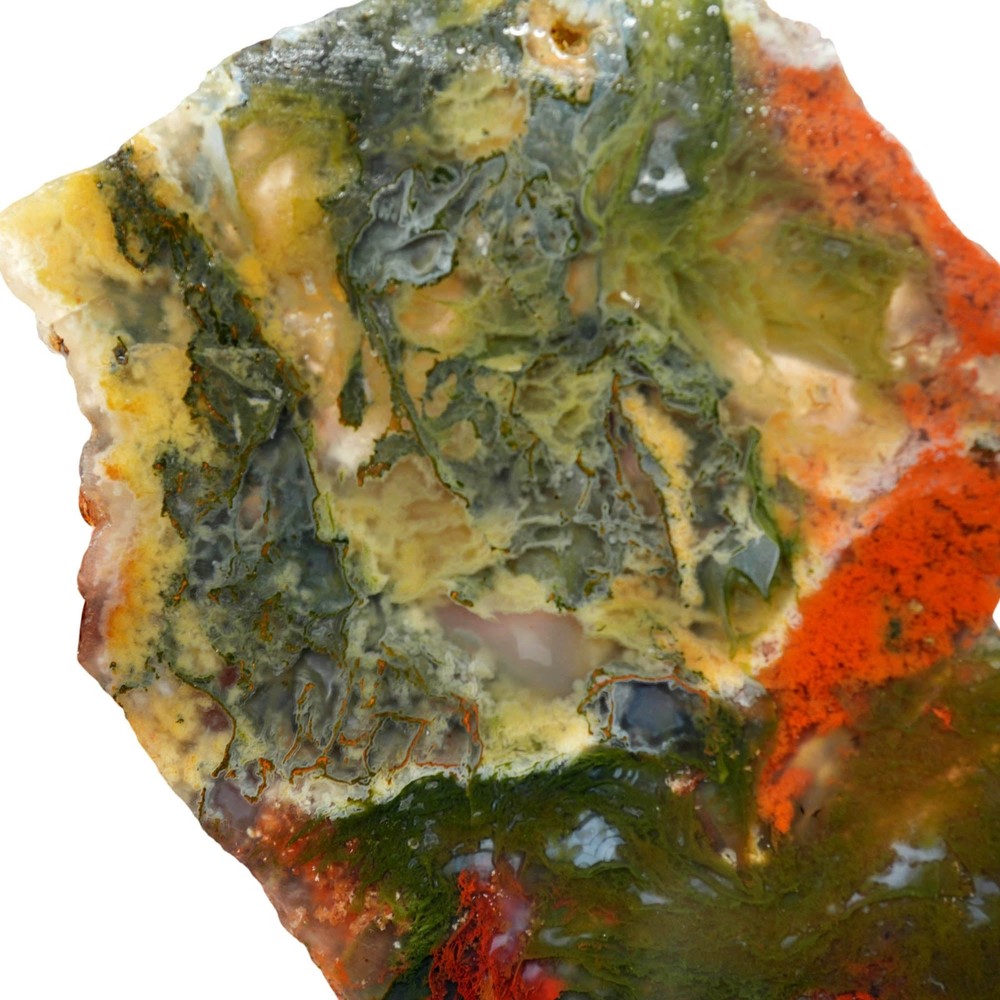 Maury Mountain Moss Agate Slab - Green and Red Moss Pattern