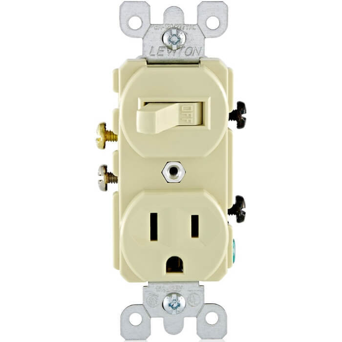 Leviton 5225-I Single Pole Duplex Combination Switch