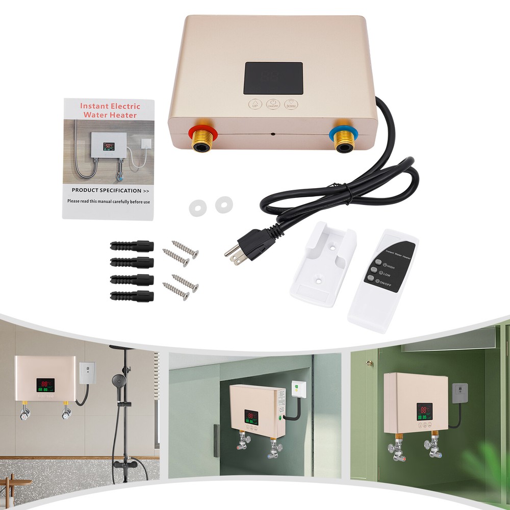 3000W Mini Electric Water Heater Wall Mounted Tankless Water Heater 86℉-131℉