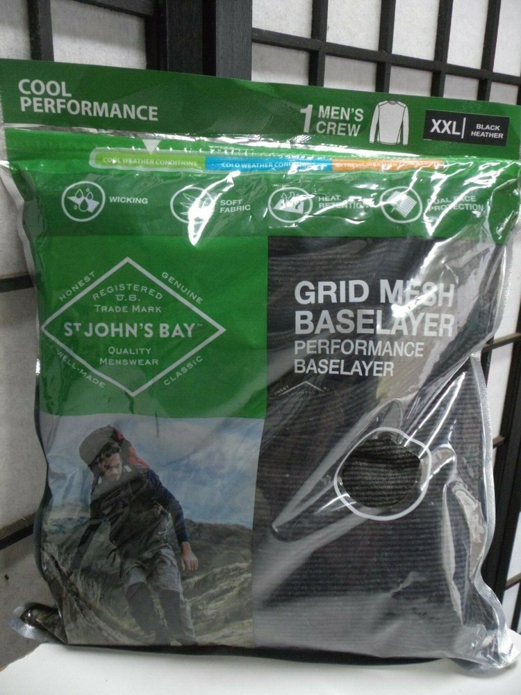 St. John's Bay Cool Performance Grid Mesh Baselayer Men's Crew Long John's Top