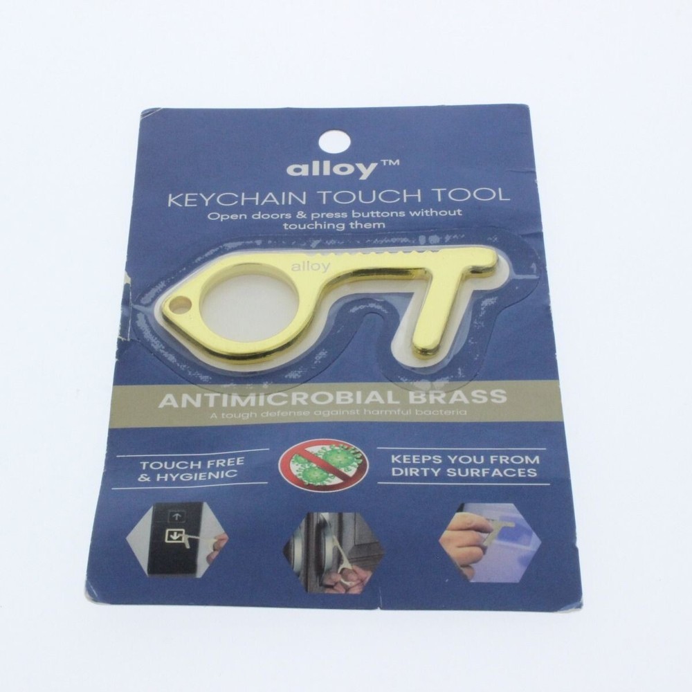 Alloy Keychain Touch Tool Antimicrobial Brass New
