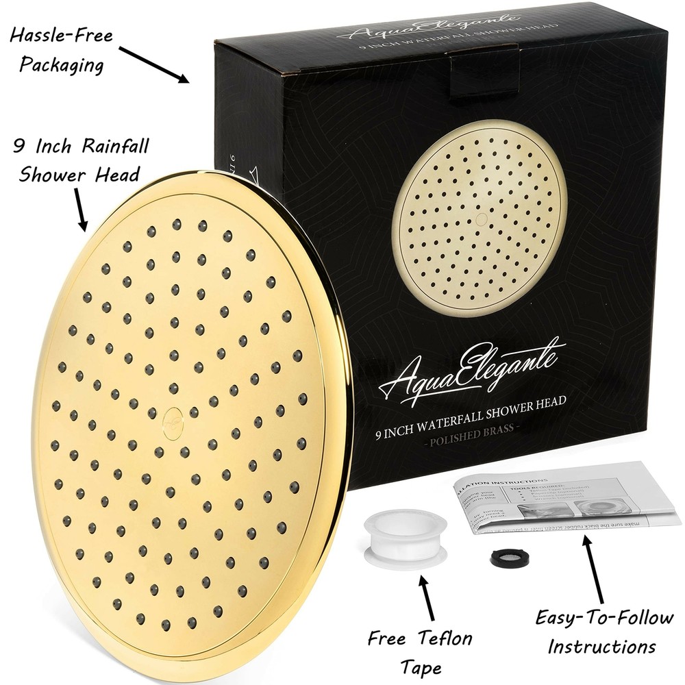 Waterfall Showerhead (Aqua Elegante) - Polished Brass