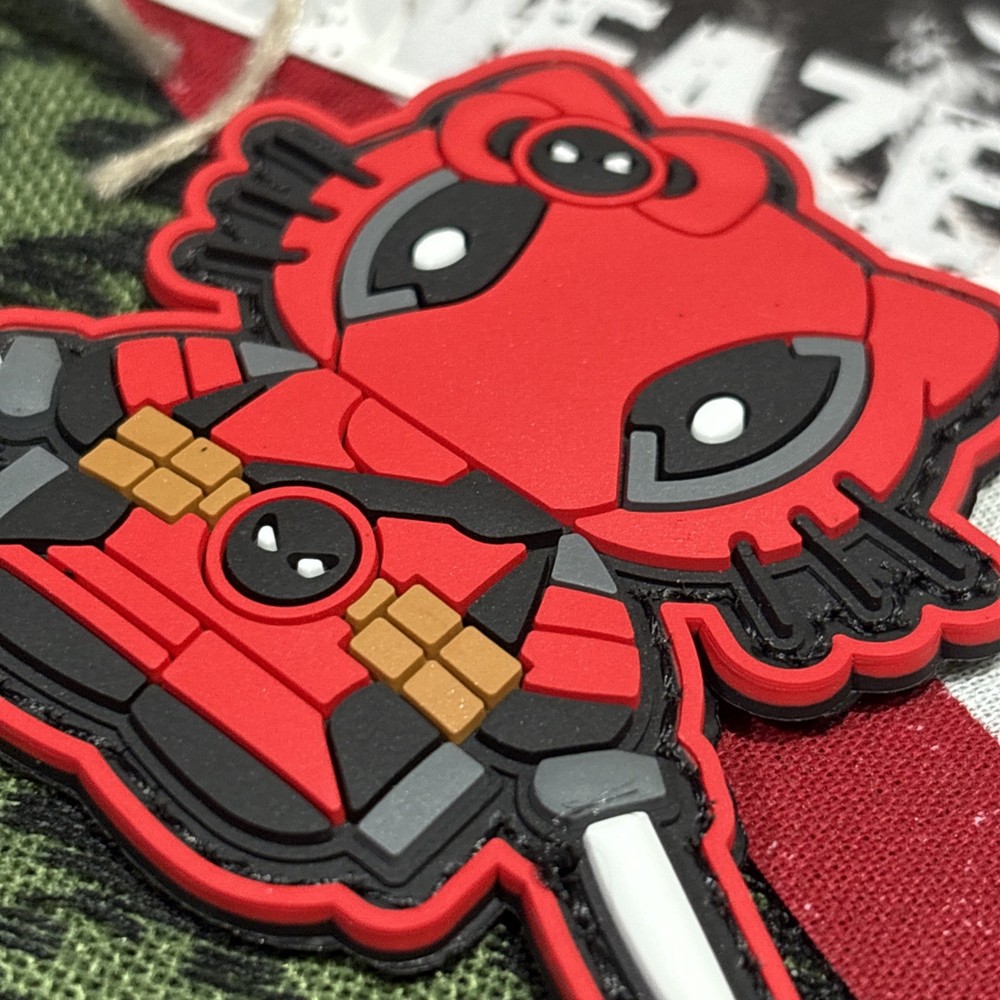 PvC 3D Hello Kitty Style Deadpool Hook And Loop Patch High Quality 3d