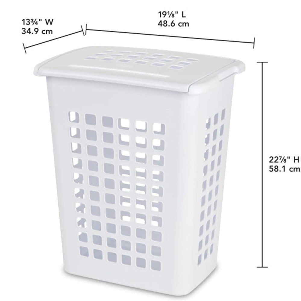 Rectangular LiftTop Laundry Hamper W/ Lid Handles to Easily Carry Clothes