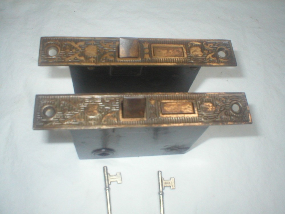 Antique Victorian Decorative Mortise lock with key