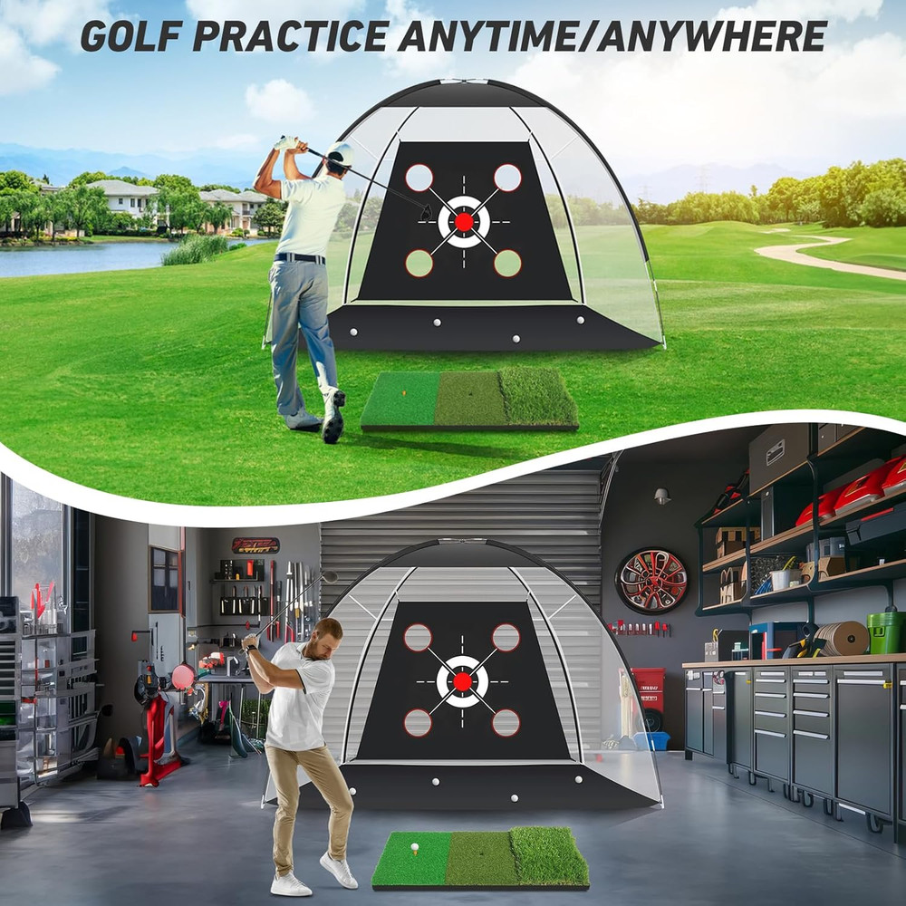 Golf Net with Practice Mat,Golf Hitting Aid Nets 10X7Ft for Backyard Driving Chi
