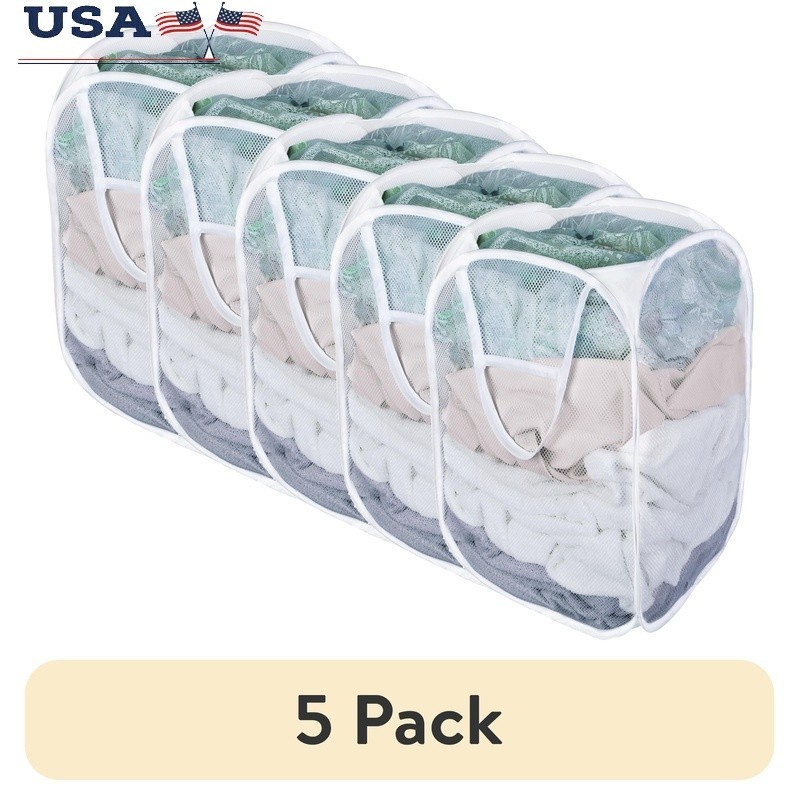 Durable Collapsible Mesh Laundry Hamper W/ Easy Carry Handles Home Storage New