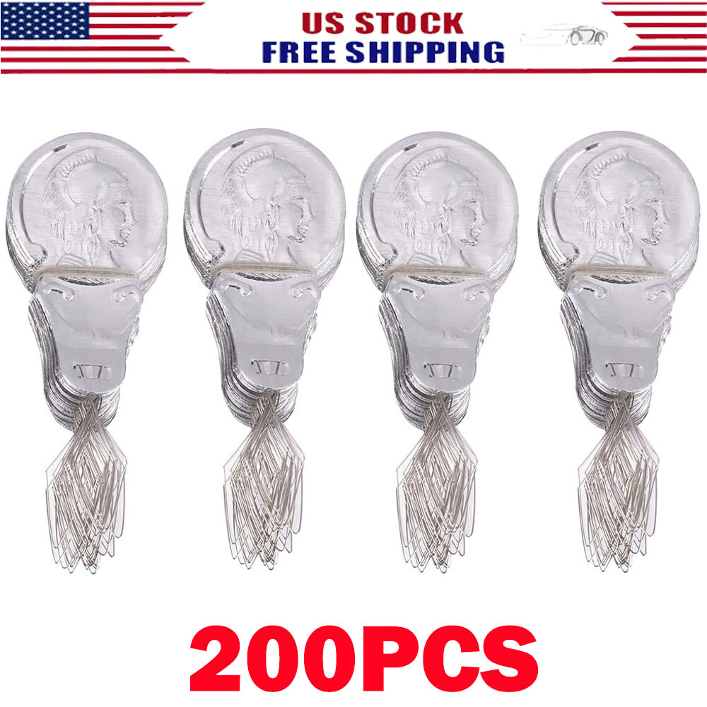 200X Metal Wire Needle Threader Silver Hand Sewing Stitch Insertion Tool 1.7"