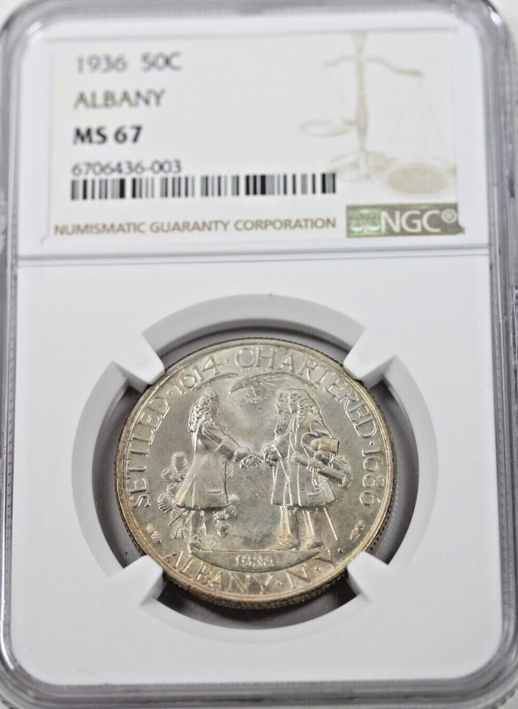 1936 Albany Commemorative Silver Half Dollar : NGC MS67