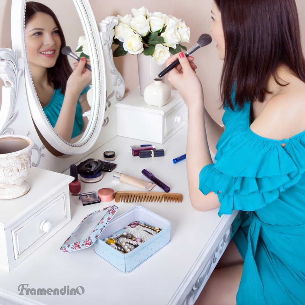 Framendino, 6 Pack Metal Rectangular Tin Boxes Containers Floral Tinplate Org...