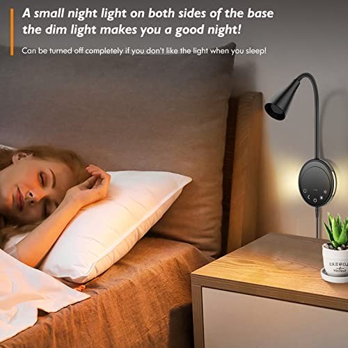 LED Wall Mount Reading Light, Bedside Reading Lights with Touch Black-2P