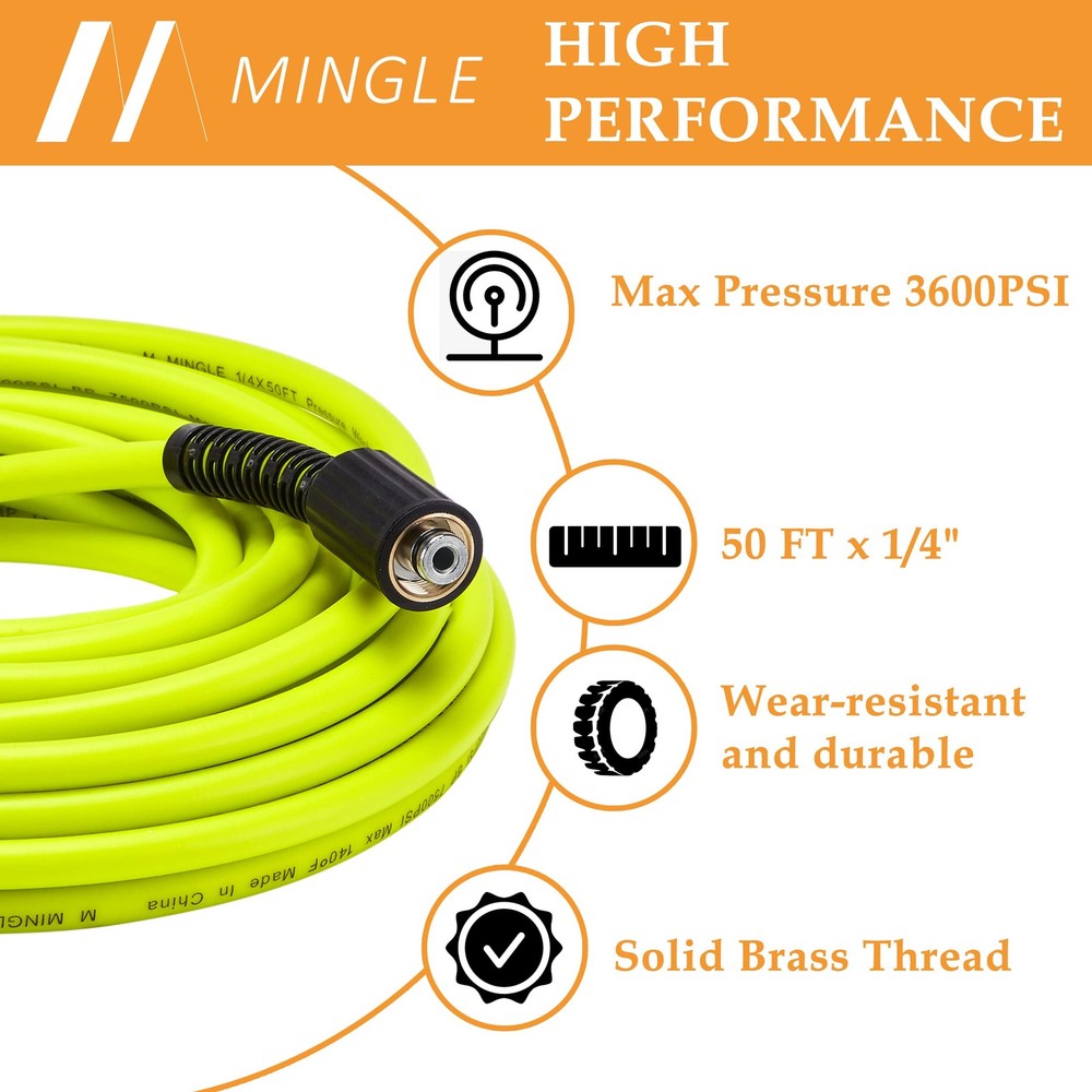 Pressure Washer Hose 50FT 3600PSI Quick Connect Replacement