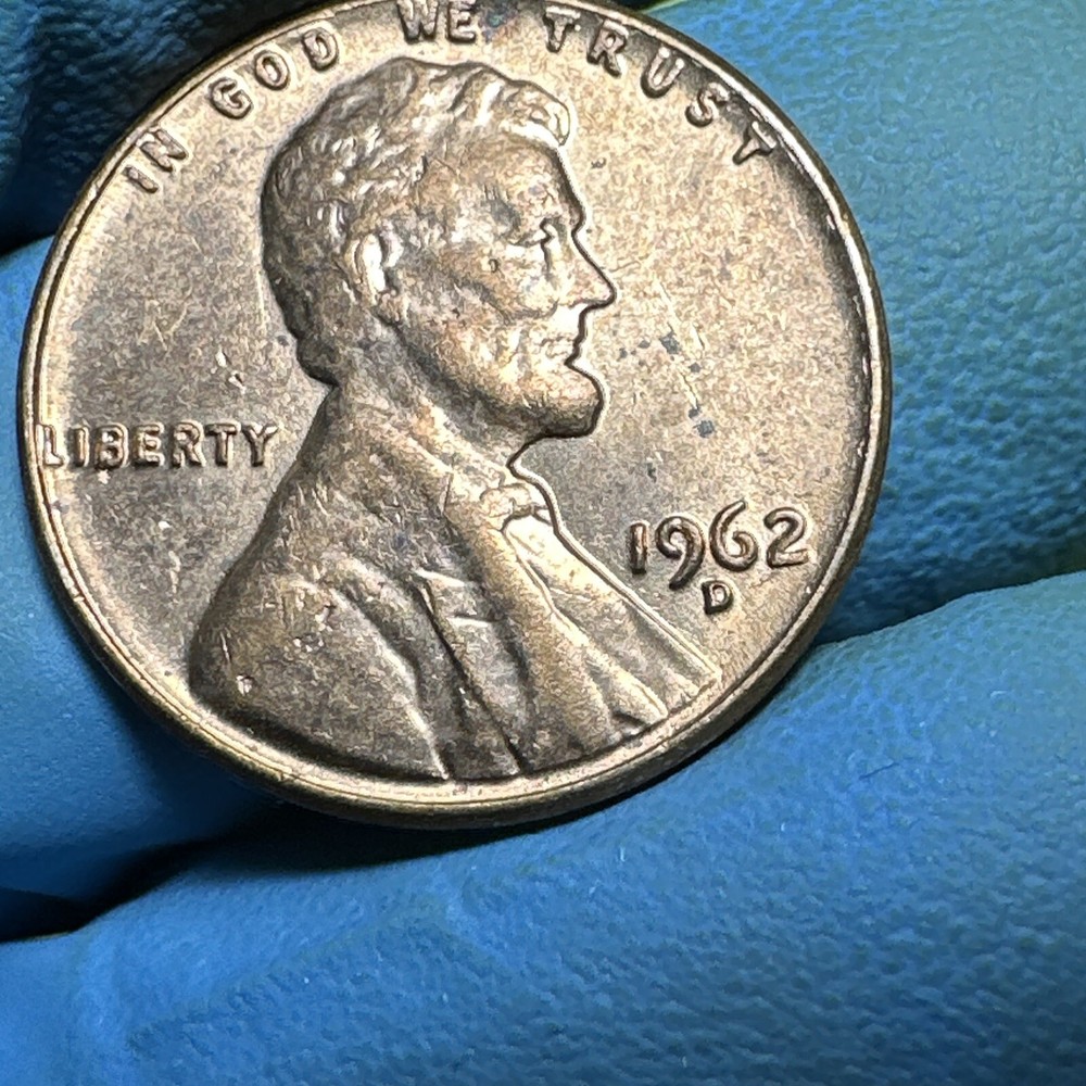 1962 D Lincoln Head Memorial Cent Grease Strike Weak N Red!