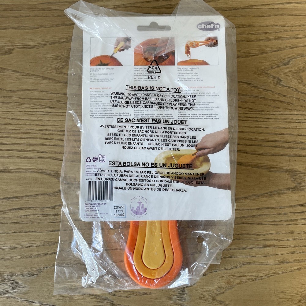 Chef'n 3-in-1 Nesting Pumpkin Tool Set, 8 inches, Orange