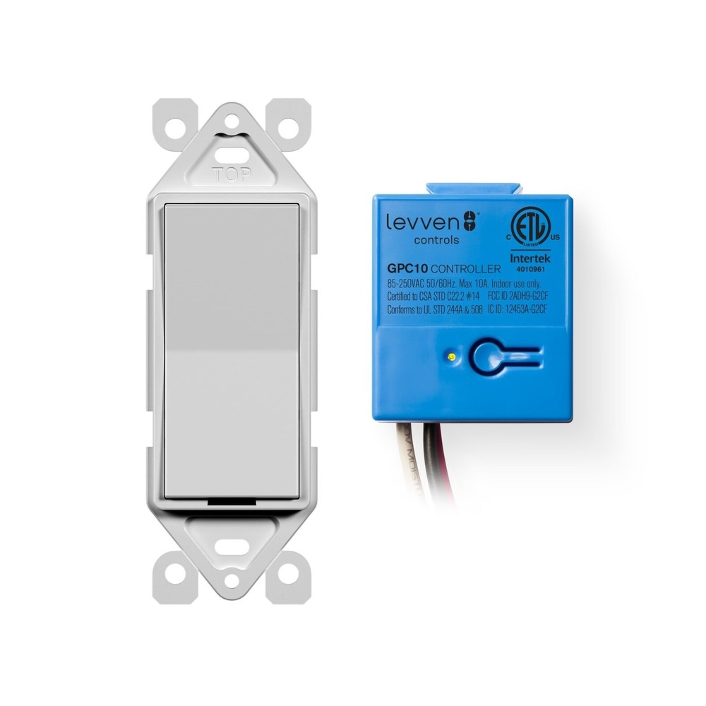 Levven Single-Pole On/Off Wireless Switch and Receiver Kit - Decorator-Style ...