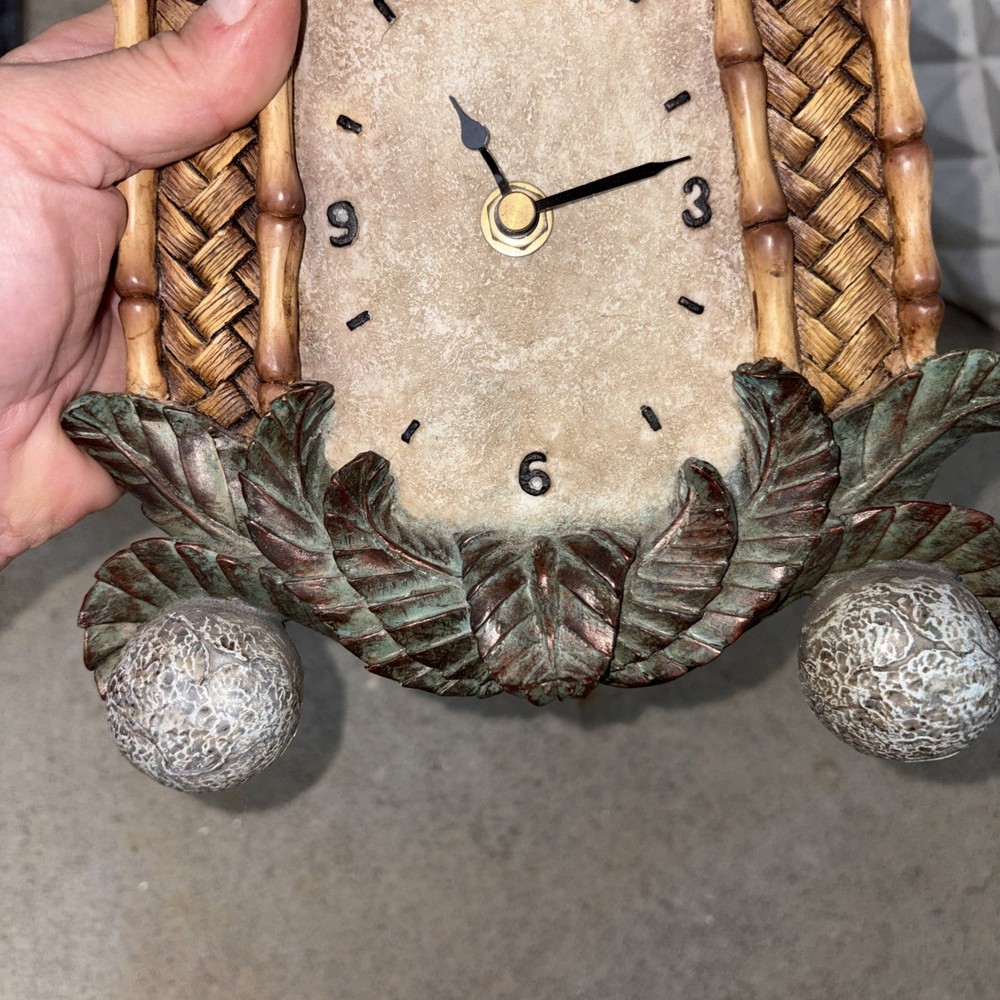 Elephant Safari Frame Bamboo Rustic Jungle Ceramic Clock Decor Boho Stone Decor