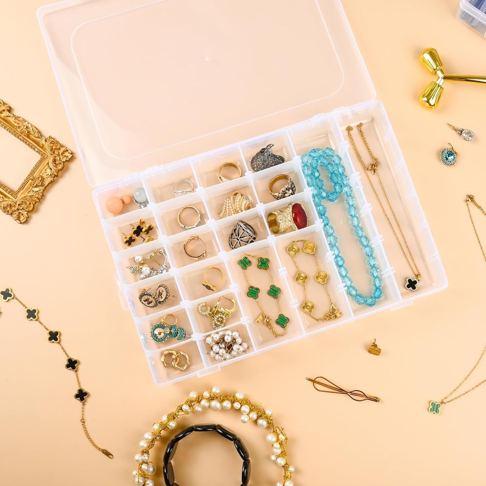 3 Pcs 36 Large Grids Clear Plastic Organizer Compact, Clear-3pack-108