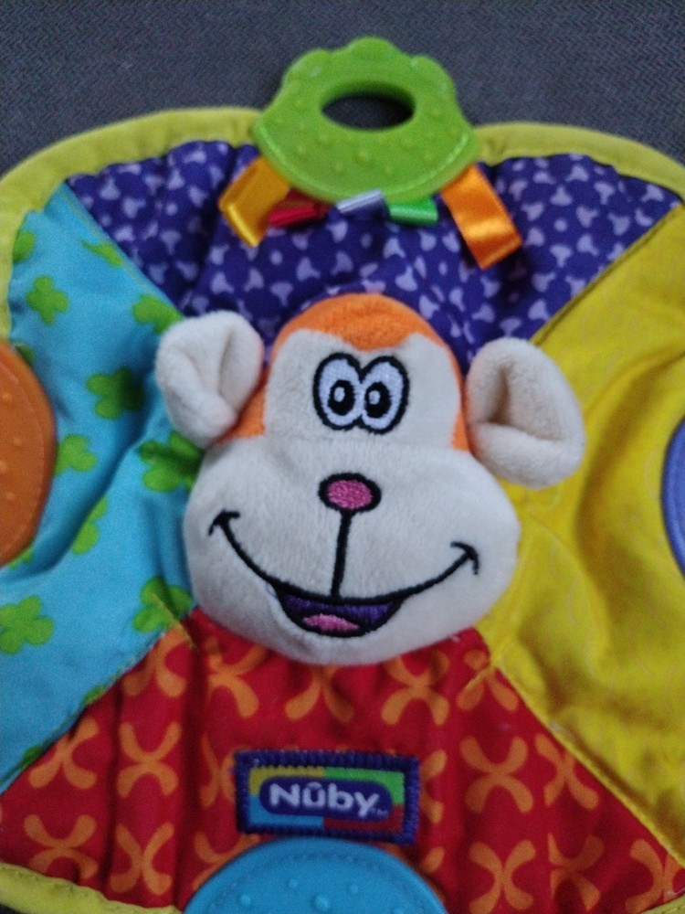 Nuby Monkey Teether Lovey Multicolor Square Security Blanket 2015