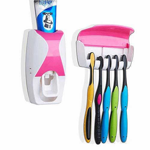 Dust-Proof Toothpaste Dispenser Toothpaste Squeezer Kit (Pink)