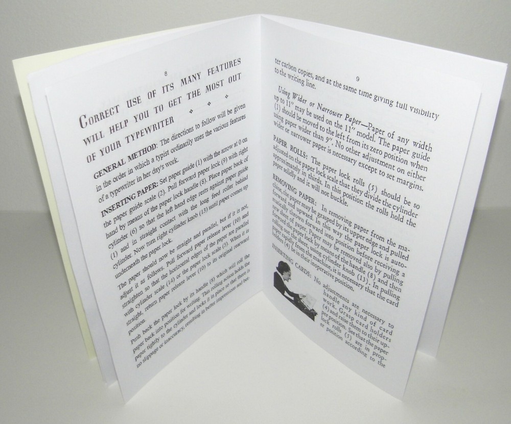 ROYAL KMM TYPEWRITER INSTRUCTIONS REPRODUCTION