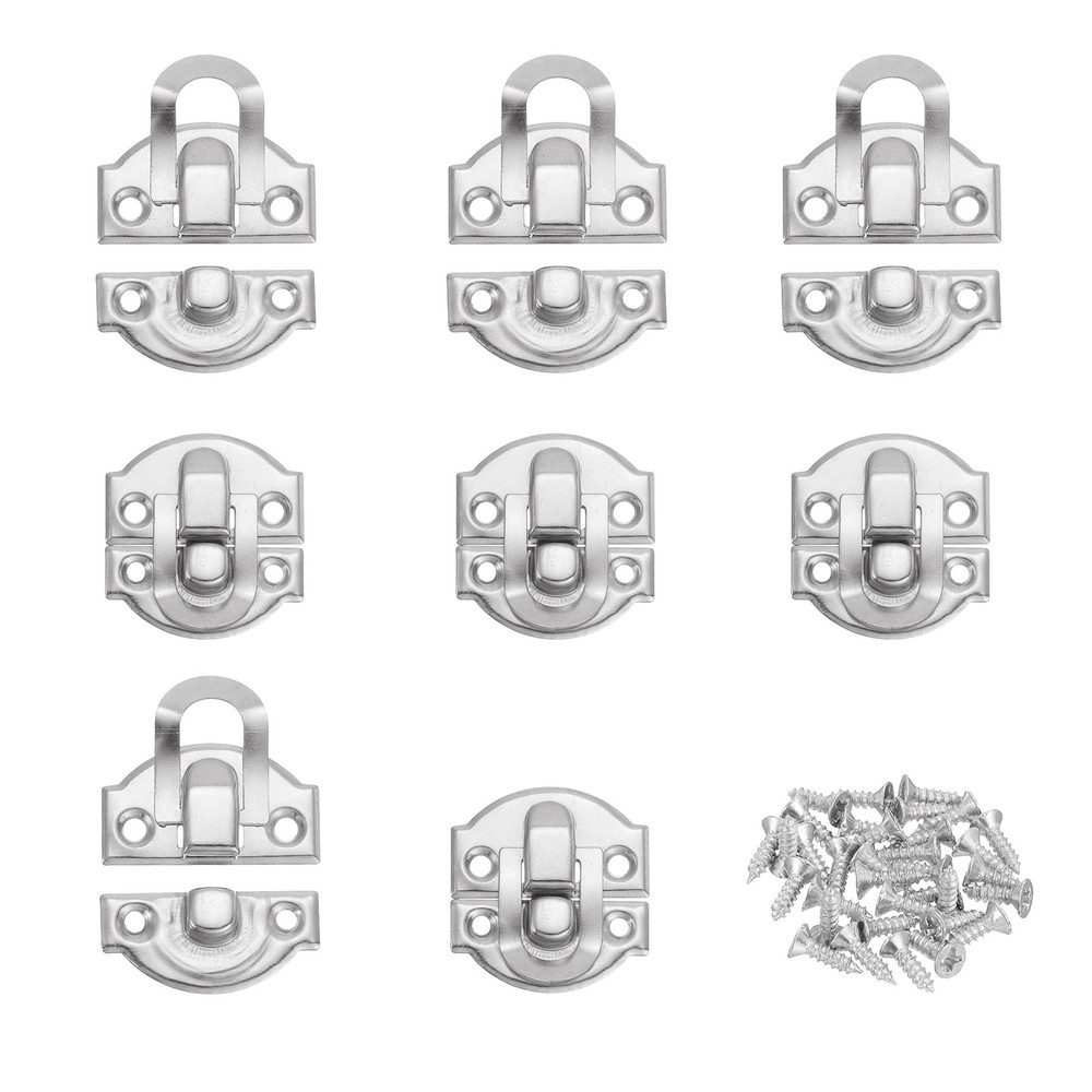 8Pcs 1.1" x 1.1" Retro Decorative Hasp Kit with Screws, Silver