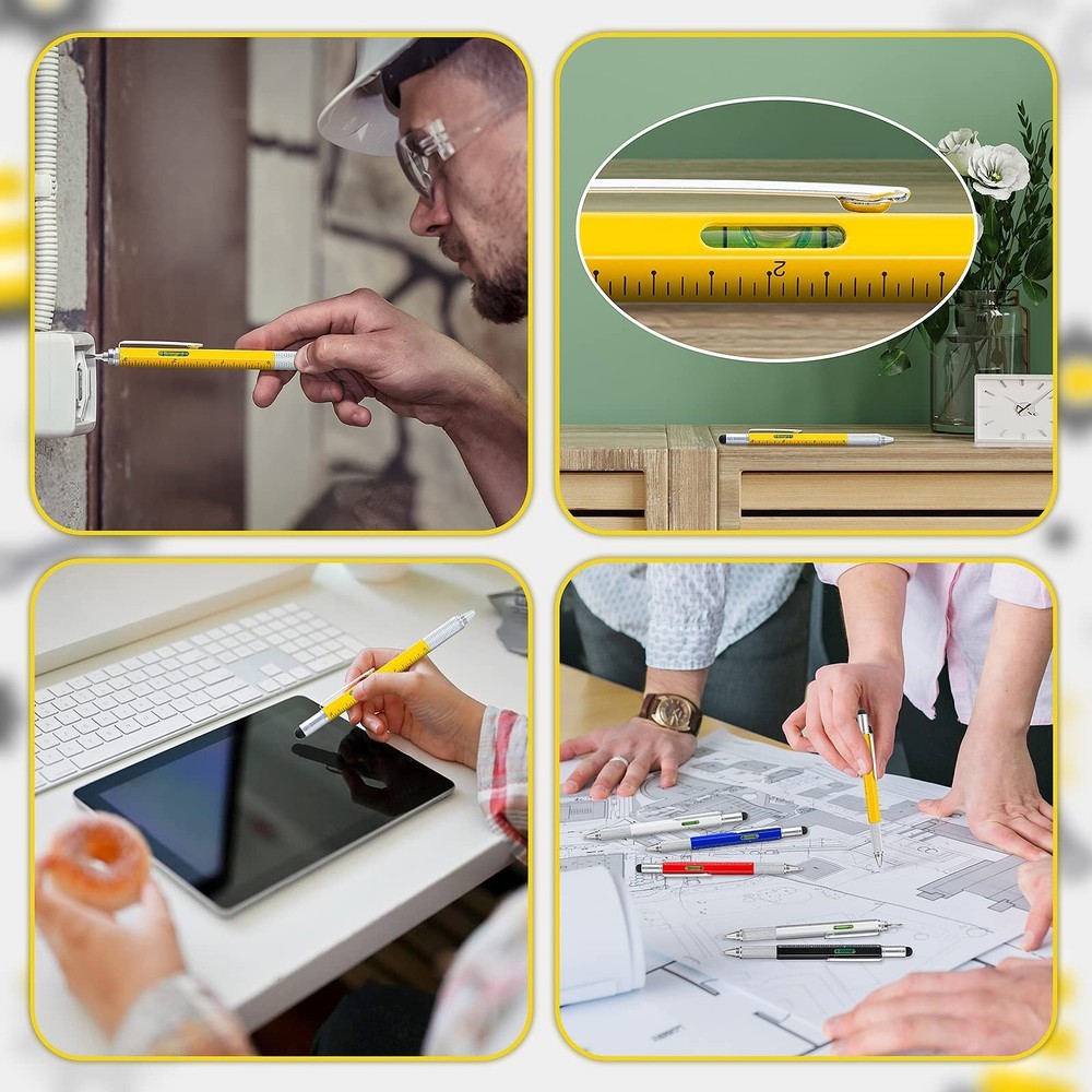 4 Pack Multitool Pen with Extra Refills Set, 6 in 1 Multitool Pen with Ruler ...