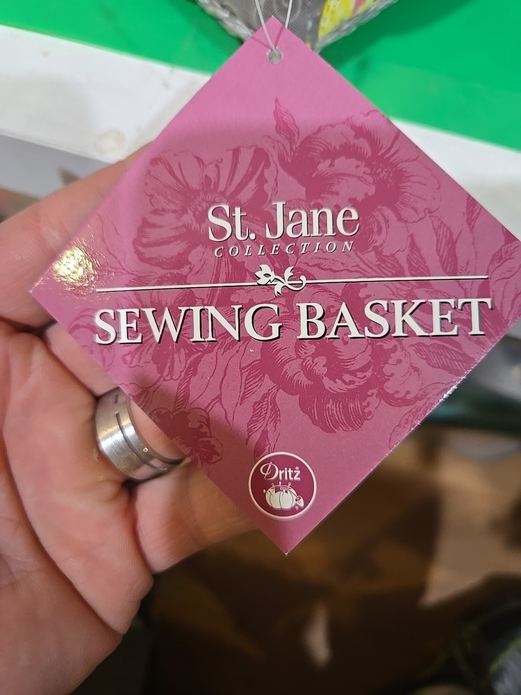 Dritz St. Jane Fabric Oblong Sewing Basket Storage Keeper Tool NWT (A)