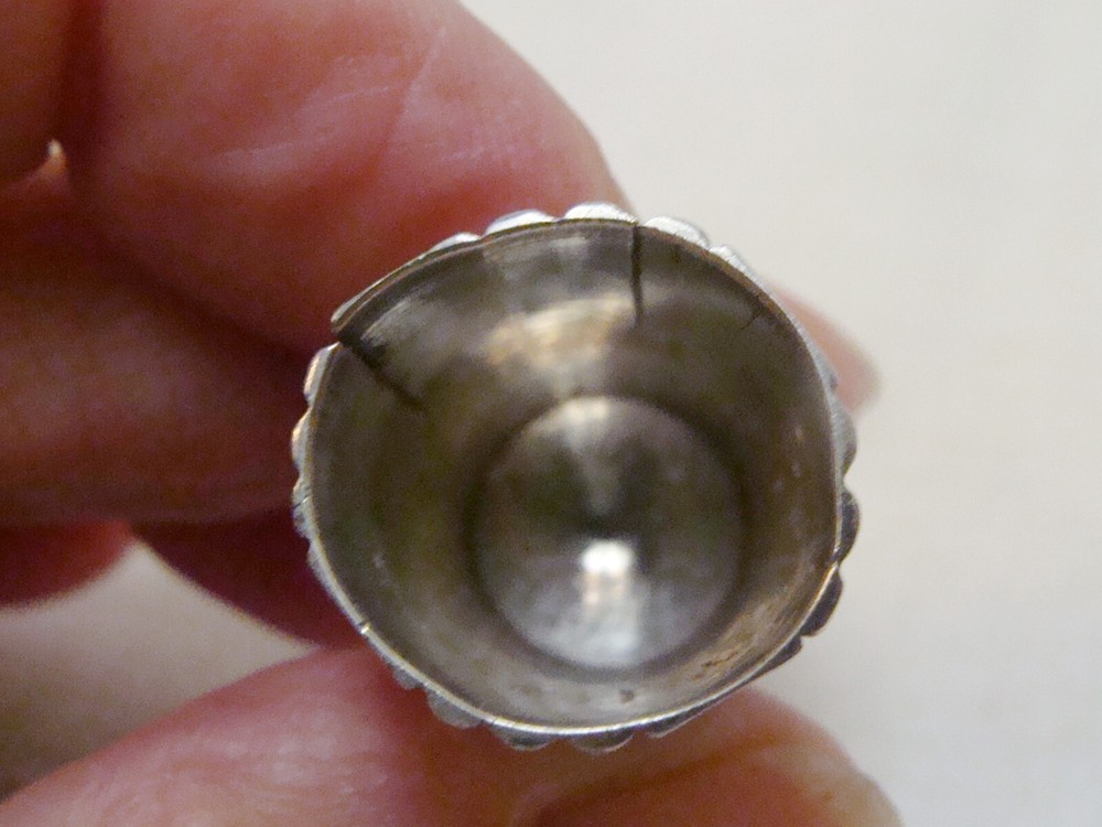 Antique Simons Bros. Sterling Silver Thimble, Panel & Scrolls, Size 9