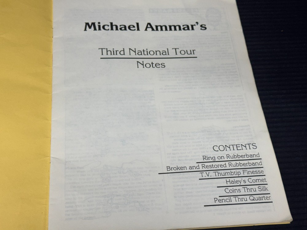 Michael Ammar Third National Tour Magician Magic Lecture Notes