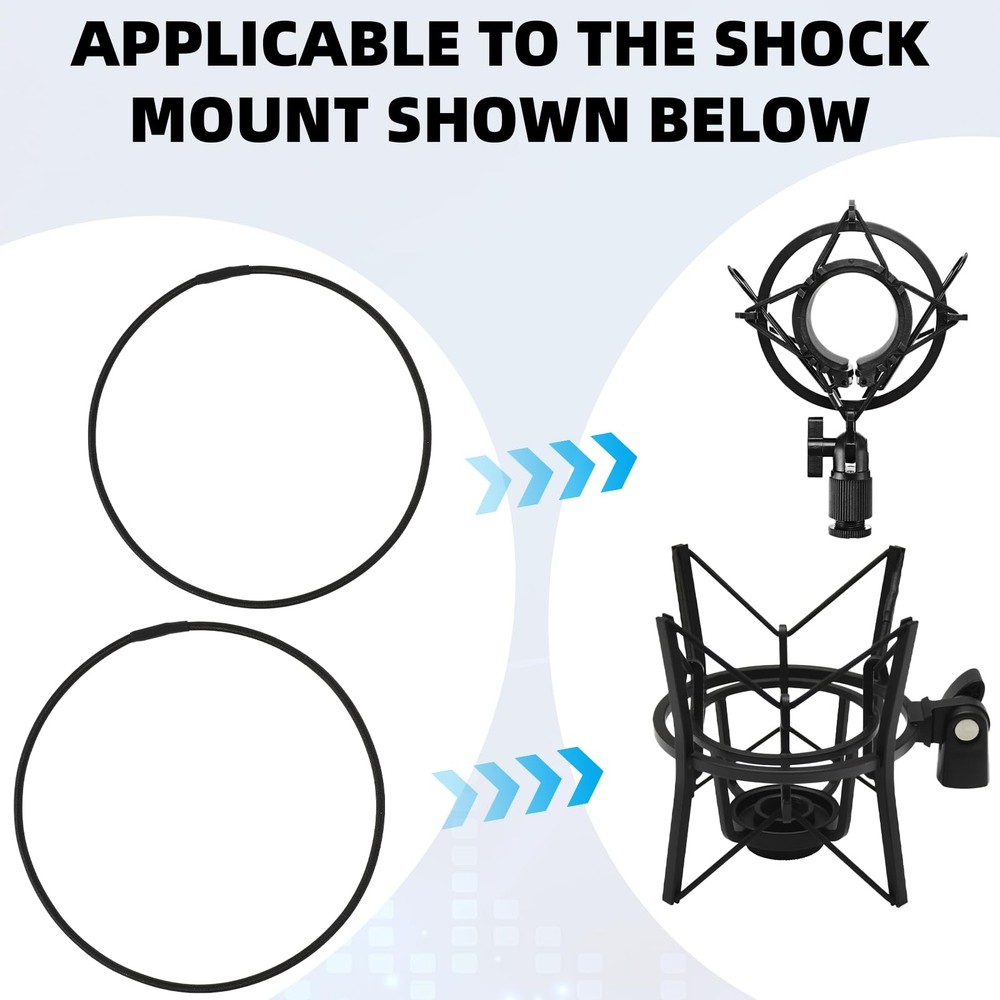 8PCS Microphone Shock Mount Rubber Ring, Black Universal Elastic Bands Replac...