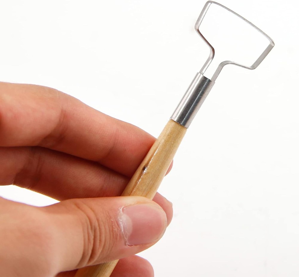 2pcs Double Ended Clay Carving Tools, Wooden Handle Pottery Sculpting Tools