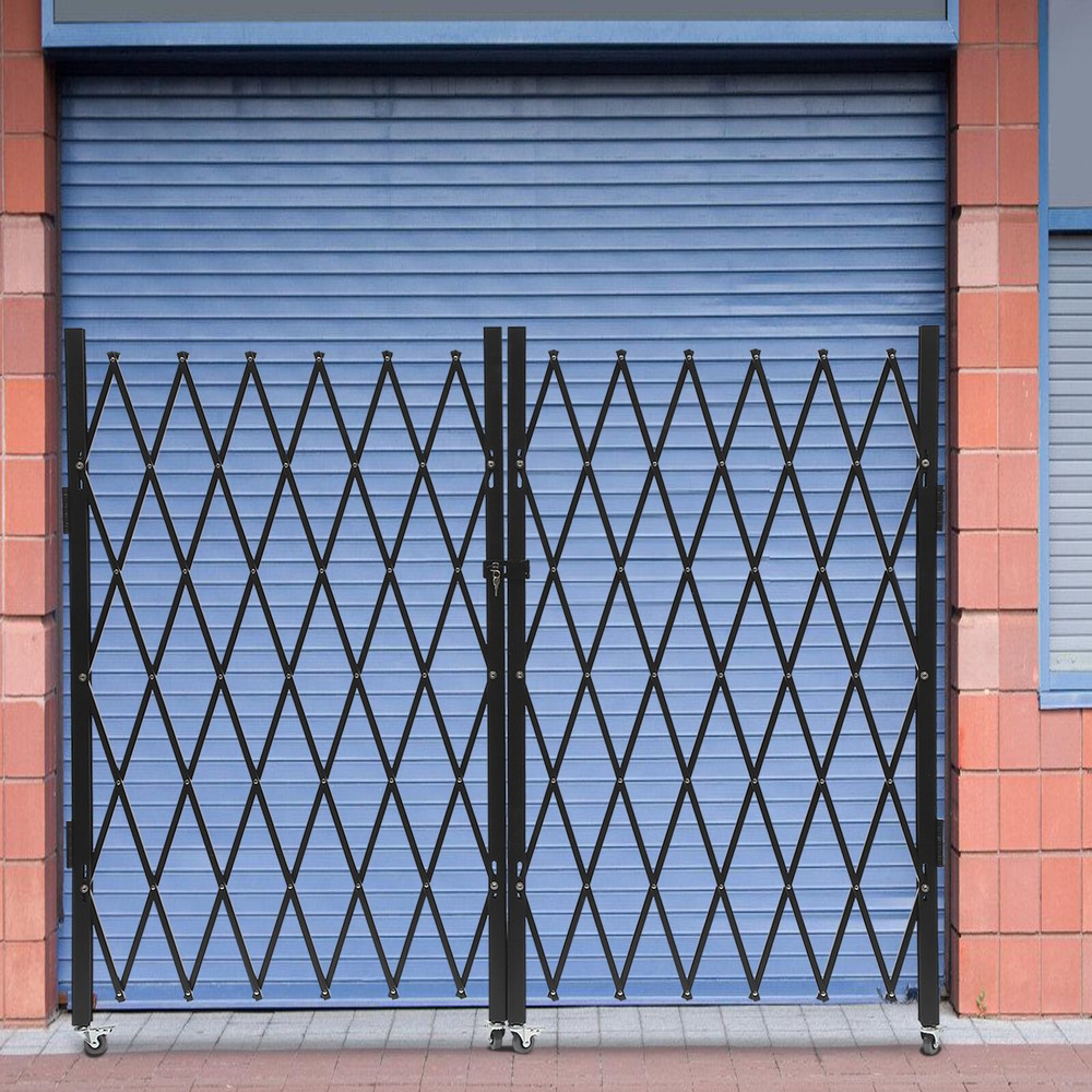 Double Folding Security Gate Rolling Folding Door Gate Expandable Scissor Gate