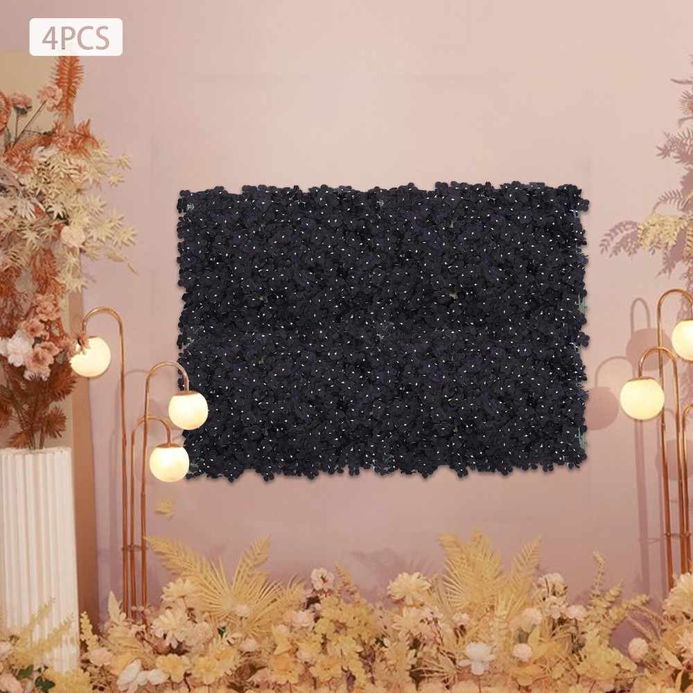 60*40cm 4 PCS Black Artificial Floral Backdrop Handmade Flower Wall Panel