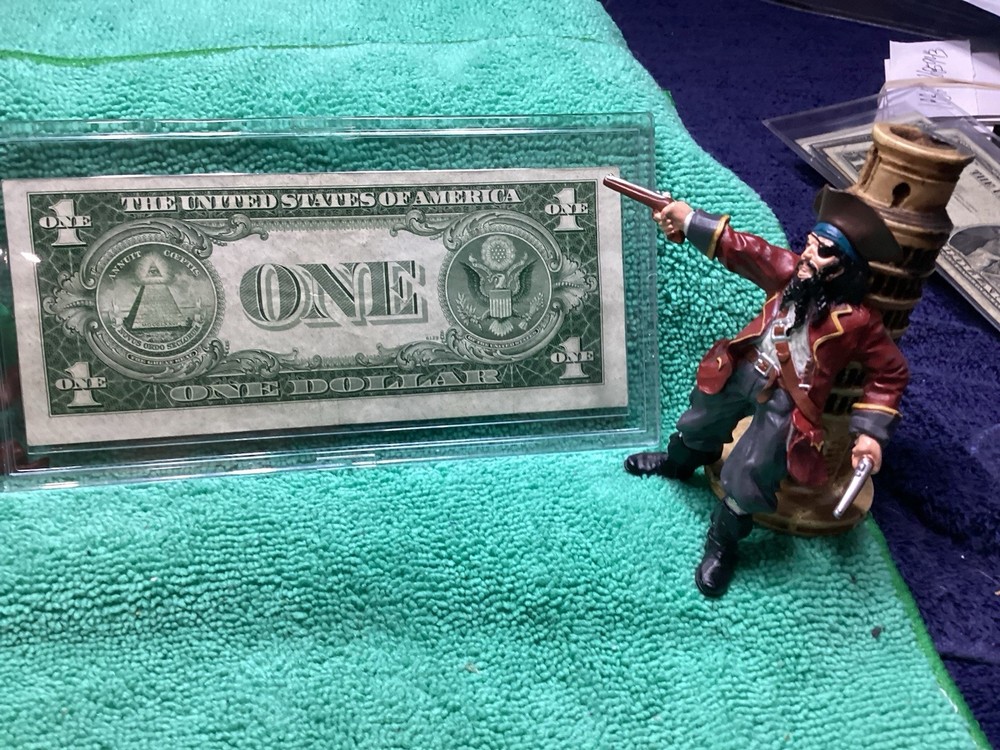 1935 F $1 SILVER CERTIFICATE EF MISCUT & MISALIGNED REVERSE in BCW HARDCASE