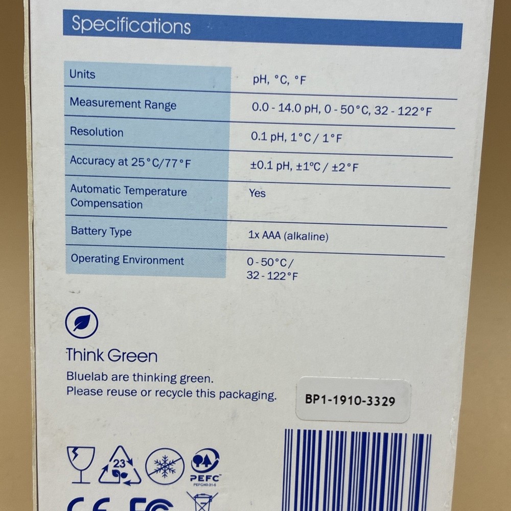 BlueLab pH Pen Handheld Meter BP1-1910-3329
