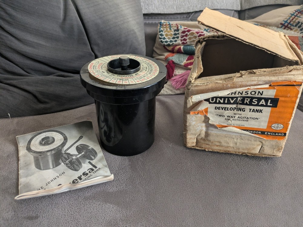 Developing Tank, Johnson's Vintage Universal Developing Tank, Adjustable Reels