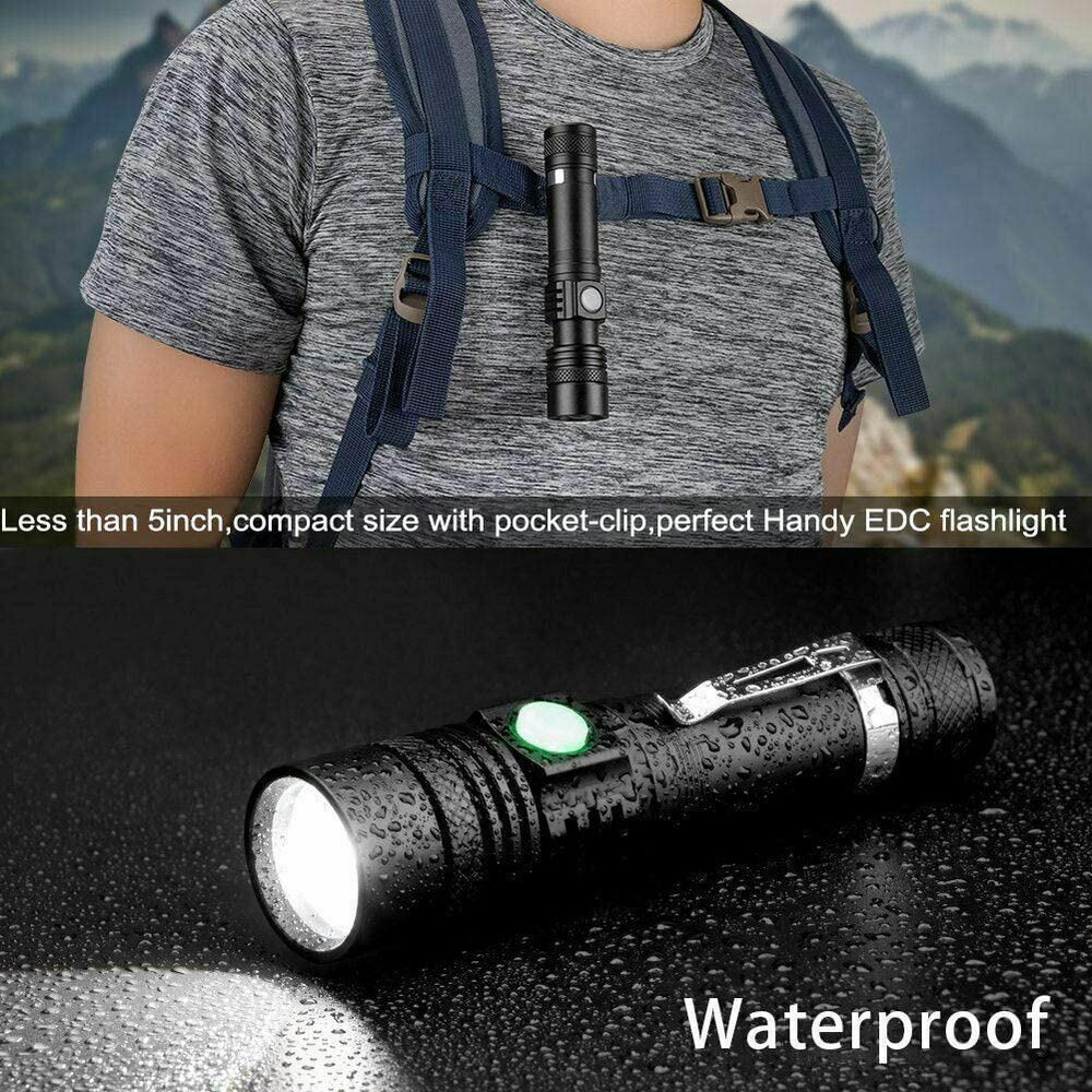 2-PACK 99000000 LM Super Bright LED Tactical Flashlight Rechargeable Work Light