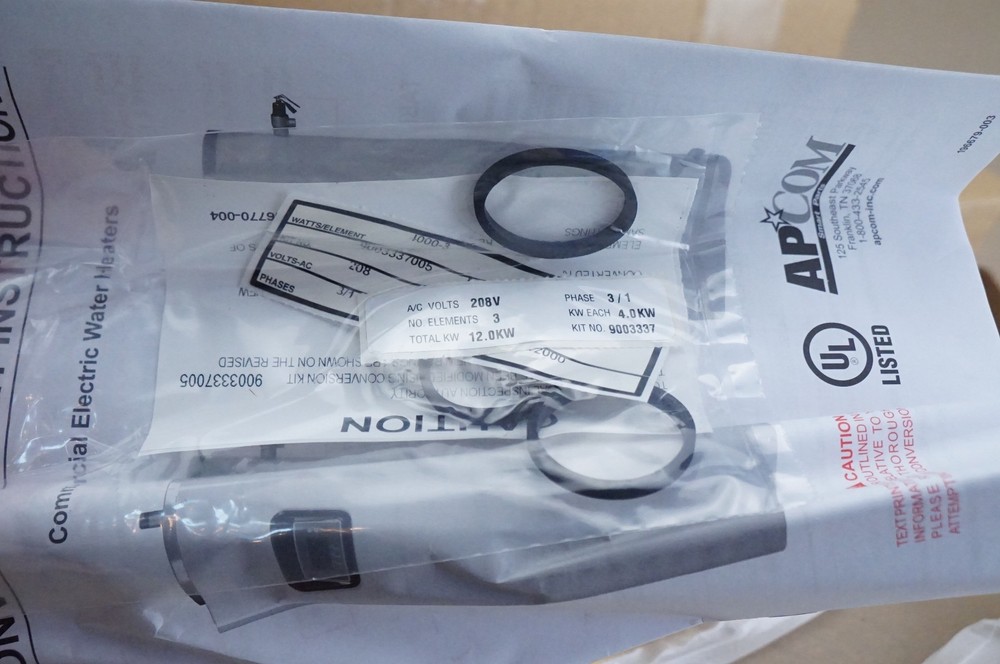New (3) Element Kit Apcom A.O. Smith 9003337005 CONVERT 4000W 208V Ships FREE