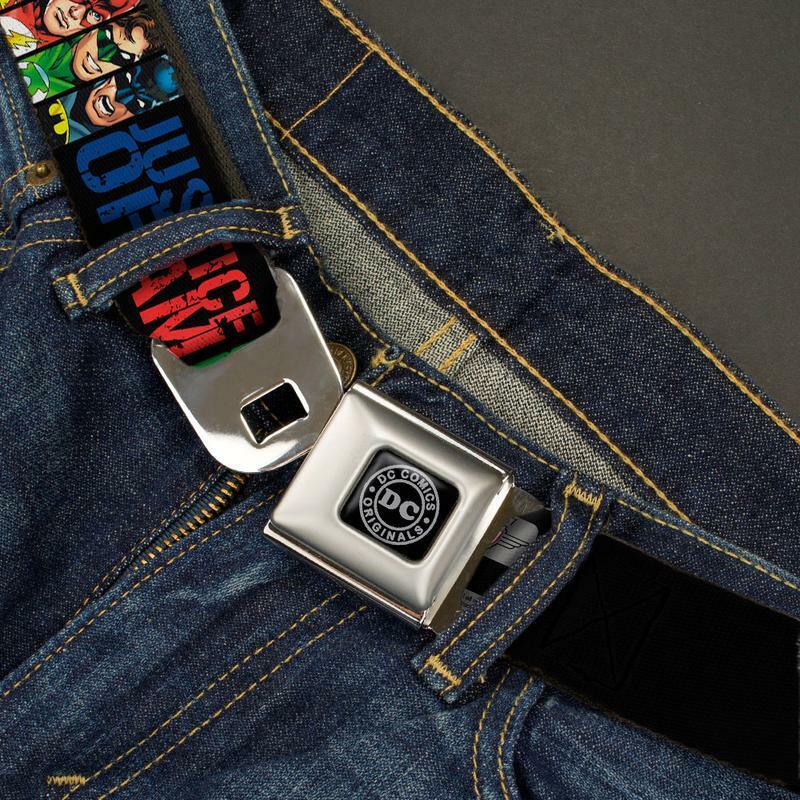 Justice League Multicolor Logo Seatbelt Belt