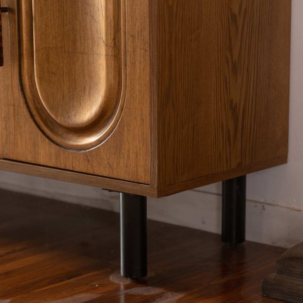 4 Door Sideboard Buffet Cabinet Solid Wood Arched Door Storage Console Table
