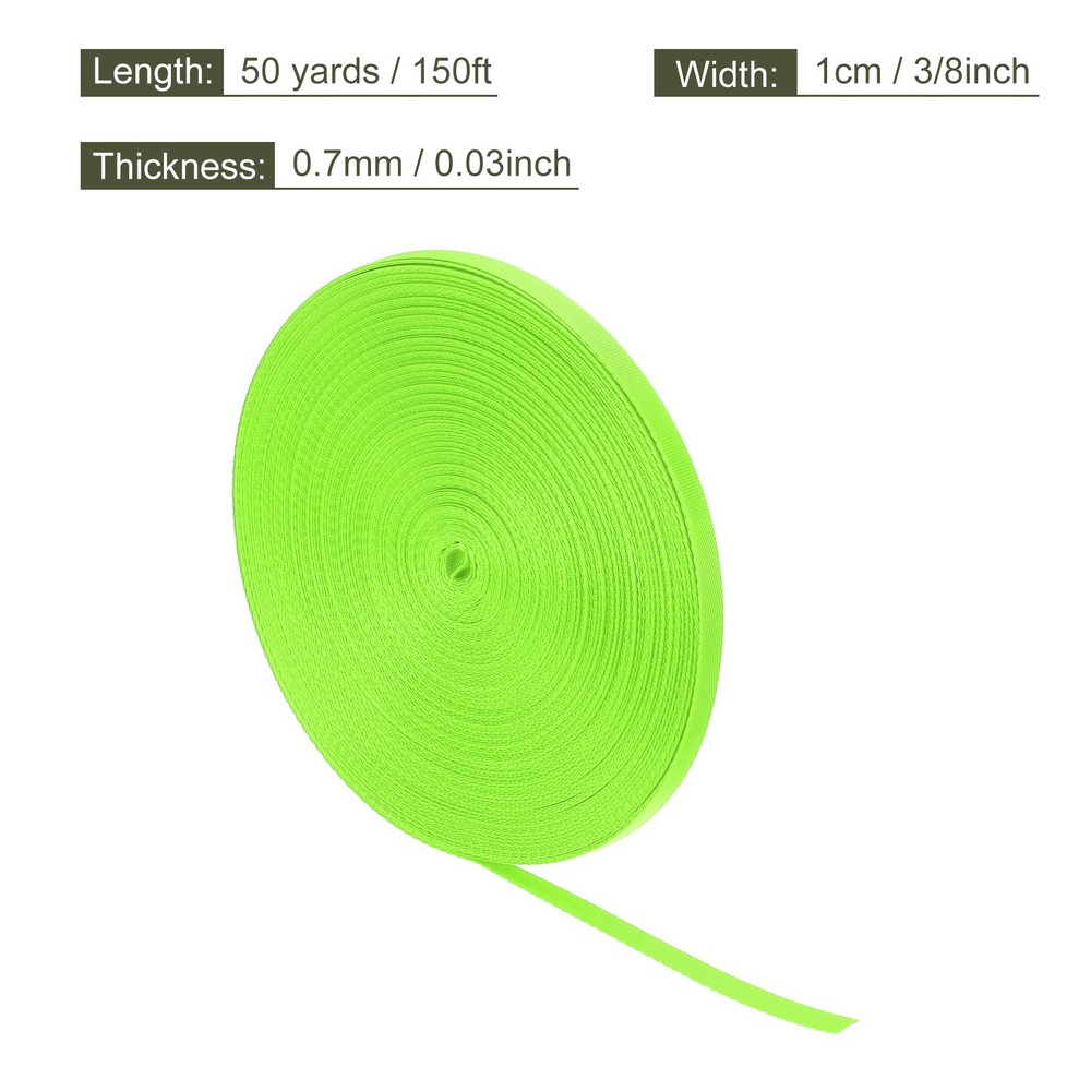 Flat Nylon Webbing Strap 3/8 Inch 50 Yards Fluorescent Green for Backpack